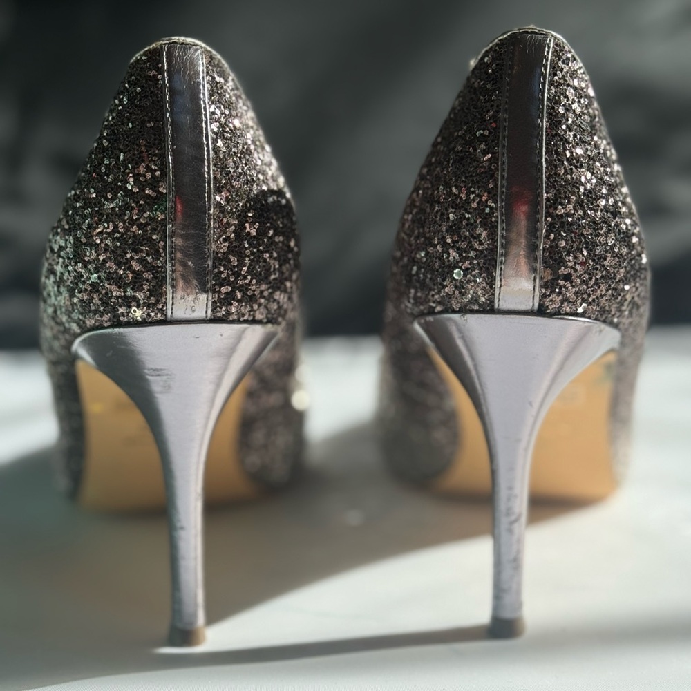 Nina Shoes Sparkling Silver and Black Glitter Pumps Size 9.5 - Picture 3 of 6